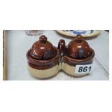 STONEWARE DOUBLE CONDIMENT SERVER