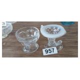 VINTAGE FENTON CORNUCOPIA HORN & SHERBERT GLASS