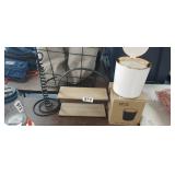 SPIRAL CANDLE HOLDER, SHELF, AND WASTE BIN, NEW