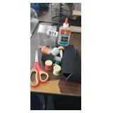 THREAD, GLUE, SCISSORS, PHOTO CUBE, BOTTLE KOOZIE