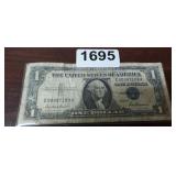 1957 ONE DOLLAR, BLUE SEAL, SILVER CERTIFICATE