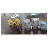 OWL DECOR AND SALT AND PEPPER SHAKERS