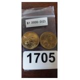 (2) 2000 SACAWAGEA ONE DOLLAR COINS