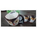 OWL MUG AND SALT AND PEPPER SHAKERS