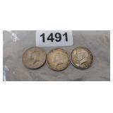 (3) 40% SILVER HALF DOLLARS