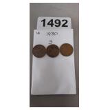 (3) 1930-S WHEAT PENNIES