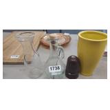 DECANTER, BOTTLE, REGISTER, AND VASE LOT