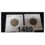 1909 & 1912-D LIBERTY V-NICKELS
