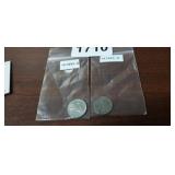 (2) WW2 1943-D STEEL PENNIES