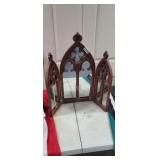 FOLDING DECORATIVE MIRROR *GLASS AND WOOD BROKEN