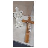(2) CROSSES, (WOOD IS CRACKED)