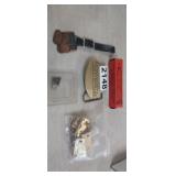 ODDS AND ENDS LOT, GUNSLICK, BELT BUCKLE, ETC.