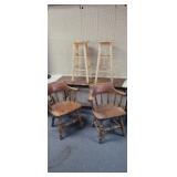 2 WOODEN CHAIRS AND 2 WOODEN BAR STOOLS
