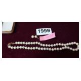 PEARL NECKLACE WITH 14K GOLD FINDINGS (EARRING BRK