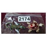 CROCODILE AND TURTLE PINS