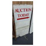 WOOD SANDWICH BOARD W/ AUCTION TODAY SIGN ATTACHE