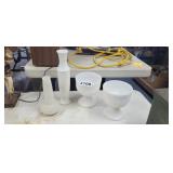 MILK GLASS VASES AND GOBLETS