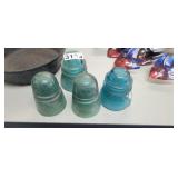 (4) GLASS INSULATORS