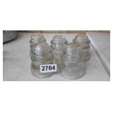 (5) GLASS INSULATORS (1 HAS A CHIP)
