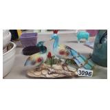 MID CENTURY CERAMIC LUSTERWARE PEACOCK DECOR