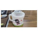 HAZEL ATLAS MILK GLASS MUG, GAY NINETIES SERIES