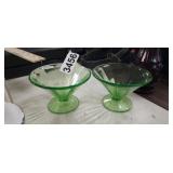 (2) DEPRESSION GLASS, URANIUM GLASS SHERIBERT DISH