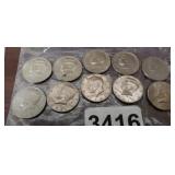(10) KENNEDY HALF DOLLARS
