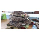 LARGE LOT OF WREATHS, SOME DECORATED