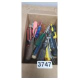 BOX FULL OF SCREWDRIVERS, ETC.