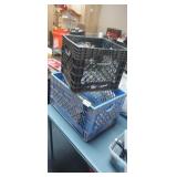 (2) MILK CRATES, 1 LARGE, 1 SMALL