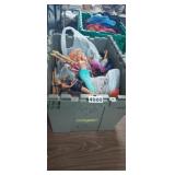 STORAGE TOTE FULL OF DOLLS