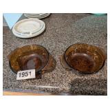 (2) SMALL AMBER FIRE KING CONDIMENT DISHES