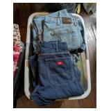 LAUNDRY BASKET OF MENS WORK CLOTHES