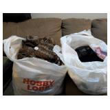 2 BAGS OF CROCHET ITEMS AND YARN