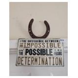 DETERMINATION WALL ART AND HORSE SHOE