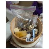 WOVEN BASKET WITH GOODIES AND LAZY SUSAN