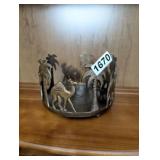 PALM TREES AND CAMEL CANDLE HOLDER *BRASS