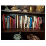 SHELF FULL OF MOSTLY CHRISTIAN BOOKS