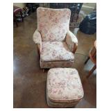 VINTAGE ROCKING CHAIR WITH OTTOMAN ( TEAR ON CUSHI