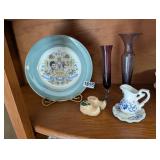 PRINCESS DIANA PLATE, SHAKERS, GLASS VASES