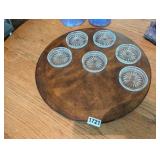 LAZY SUSAN WITH CRYSTAL COASTERS
