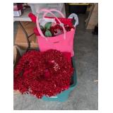 TOTE AND 2 BAGS FULL OF VALENTINES DAY DECOR