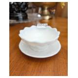 MILK GLASS ICE CREAM BOWL AND SAUCER