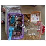 BASKET OF JEWELRY, WATCH BANDS, CHARGERS
