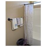 CURTAIN, HAND TOWELS, TOILET COVER, STOOL