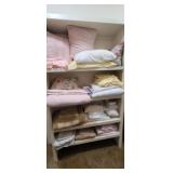 LARGE LOT OF BEDDING, PILLOWS, SHEETS, QUILTS, ETC