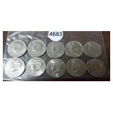 (10) KENNEDY HALF DOLLARS