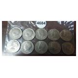 (10) KENNEDY HALF DOLLARS