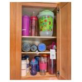 CABINET OF TRAVEL CUPS AND PITCHER