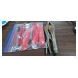 BAG OF BOX CUTTERS, AND VICE GRIPS